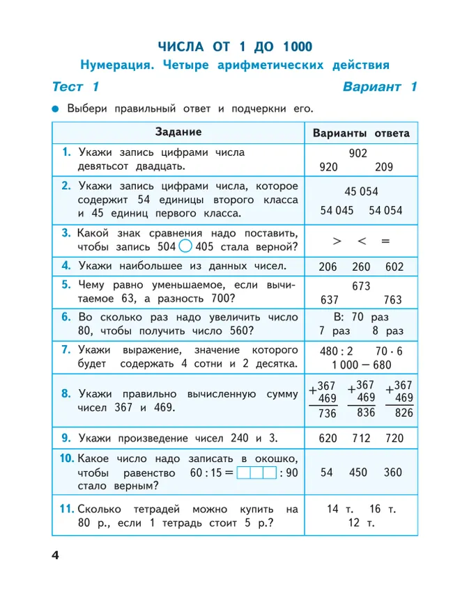 Математика. Тесты. 4 класс 4