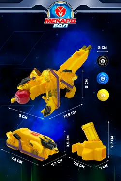 Игрушка-трансформер Mecard ball (Мекардбол) мини, Робоволк 3