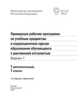 Примерные рабочие программы по учебным предметам и коррекционным курсам образования обучающихся с умственной отсталостью. Вариант 1. 1 дополнительный, 41