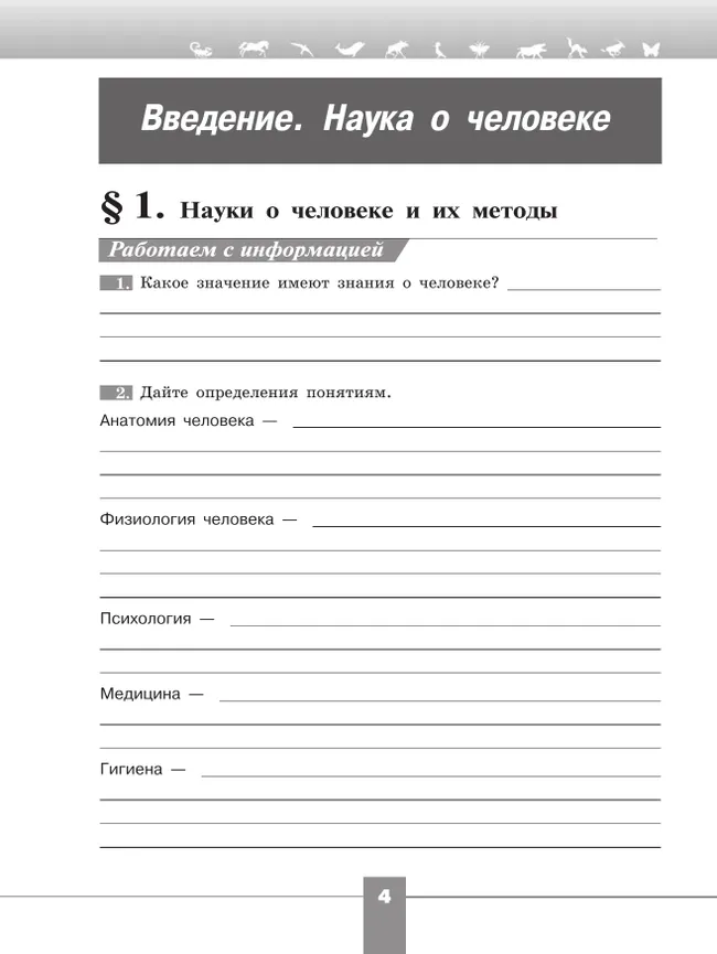 Биология. Рабочая тетрадь. 8 класс 19 Биология. Рабочая тетрадь. 8 класс 19