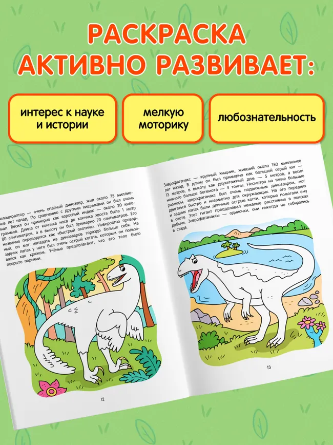 Динозавры. Познавательная раскраска. 5+ 22 Динозавры. Познавательная раскраска. 5+ 22
