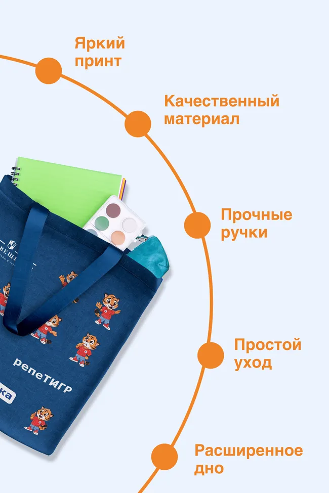 Сумка-шоппер синяя «Миссия «Домашка» выполнима» 11 Сумка-шоппер синяя «Миссия «Домашка» выполнима» 11