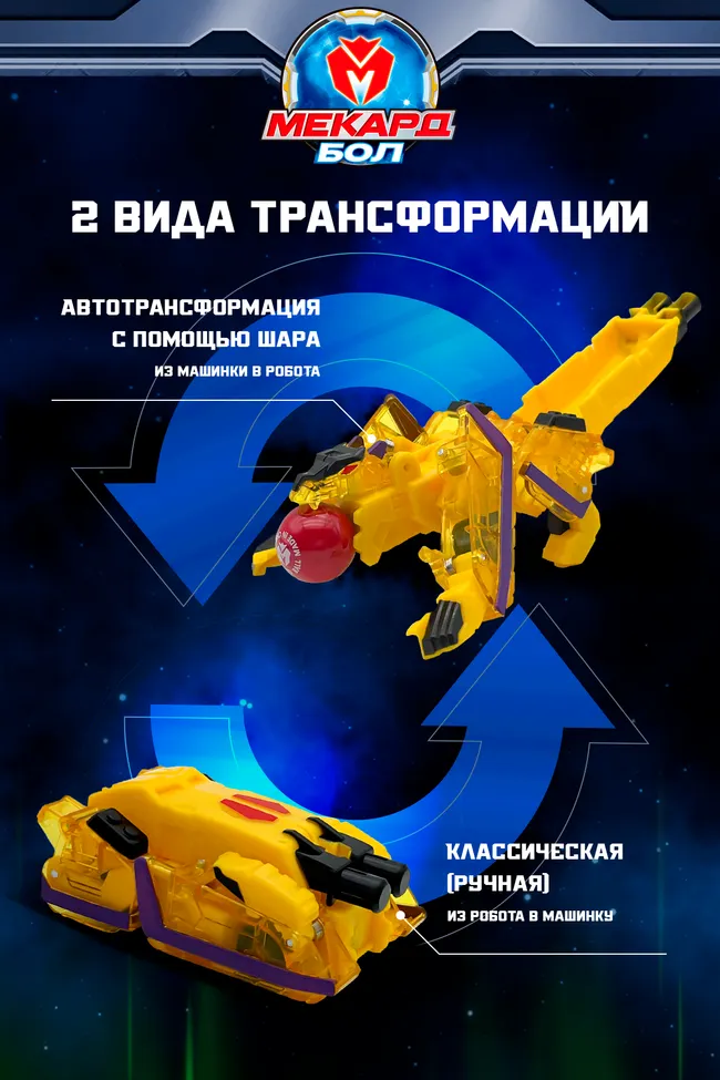 Игрушка-трансформер Mecard ball (Мекардбол) мини, Робоволк 2
