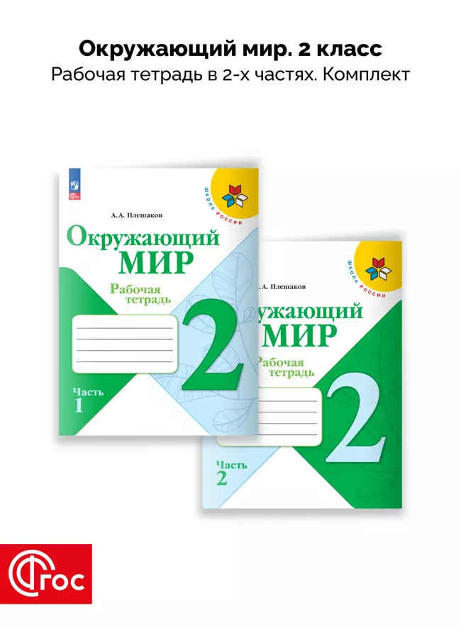 Окружающий мир. Рабочая тетрадь. 2 класс. В 2-х частях. Комплект. ФГОС 1 Окружающий мир. Рабочая тетрадь. 2 класс. В 2-х частях. Комплект. ФГОС 1